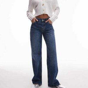 Topshop Ember low wide leg jeans in rich blue